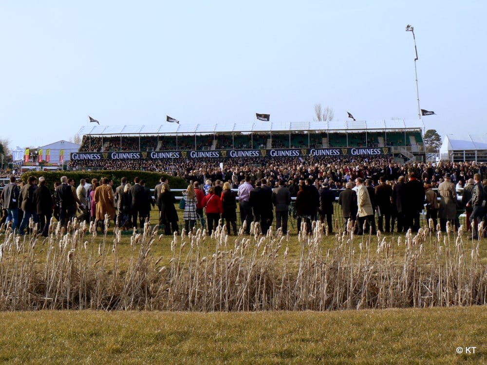 Spectators watching the Cross Country Chase at the Cheltenham Festival
