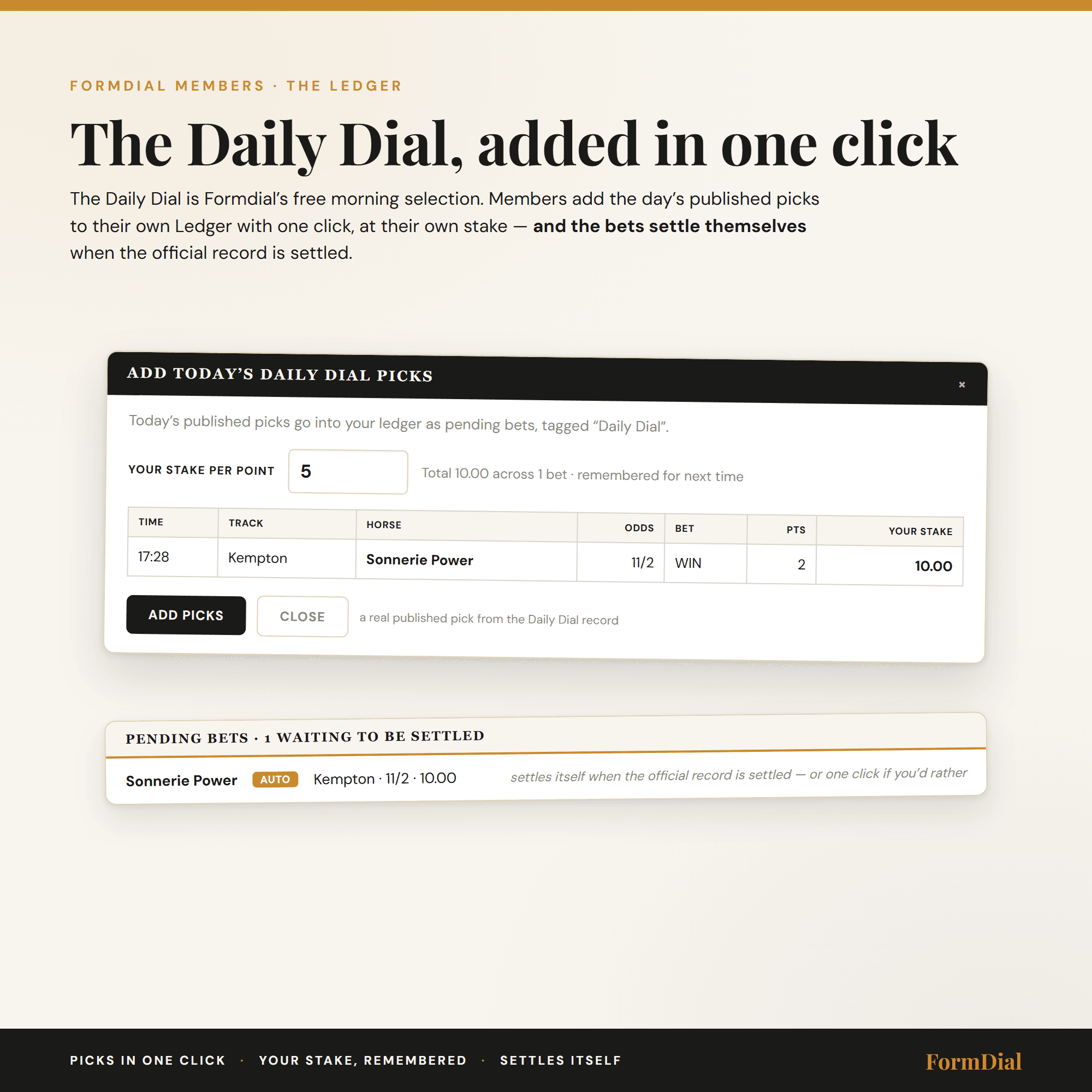Daily Dial picks added in one click